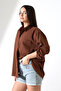 New Season Oversize Pattern Linen Fabric Applique Women's Shirt with Pockets and Epaulettes - 6
