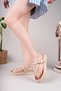 Women's Beige Daily Gold Ring Flip Flop Buckle Detailed Sandals - 3