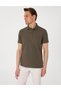 Khaki Slim Fit 100% Cotton Non-Curling American Pique Polo Neck Basic T-Shirt 50306154 -Vr027 - 3