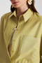 Oil Green White Striped Oversize Pocket Shirt 27135 - 3
