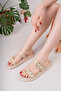 Women's Beige Daily Double Layer Comfortable Sole Sandals Slippers - 5