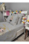 4 Piece Little Pirencess Patterned Gray Elastic Sheet Single Pique Bedspread Set