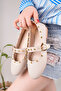 Beige Skin Top Trock Single Strap Women's Ballerinas - 2