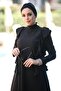 Remsa Design Lycra Fully Covered Hijab Swimsuit with Ruffles on the Side R033 Seda Black