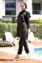 Remsa Design Lycra Fully Covered Hijab Swimsuit with Ruffles on the Side R033 Seda Black - 4