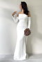 Women's White Strapless Fish Satin Alya Dress with Sleeve Accessories