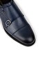Genuine Leather Double Buckle Navy Blue Men's Classic Shoes - 5