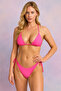 Women's Pink Triangle Bikini Set Adjustable Tie up Top and Bottom