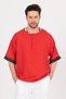 Wide Collar Half Button Ethnic Patterned Shirt