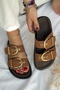 Kyle Tan Suede Buckle Detail Women's Slippers
