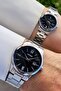 Black Dial Metal Color Lover Couple Two Wrist Watch - 4