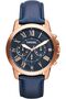 Men Grant Stainless Steel Quartz Chronograph Watch, Blue/Rose Gold, One Size, FS4835IE
