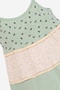 Girl's 100% Cotton Suspender Dress with Floral Pattern in Green, Cream and Brown Colors - 2