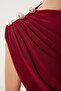 Women's Burgundy Drape Detailed Buttoned Sandy Blouse Rx00056 - 3