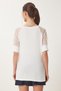 Women's Ecru Balloon Sleeve Tulle Knitted Blouse En00637 - 5