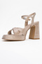 LELLO Gold Striped Women's Platform Heeled Shoes - 4