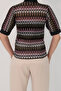 Women's Khaki Judge Collar Woven Cuffed Openwork Short Sleeve Guipure Shirt Alc-X13550 - 4