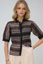 Women's Khaki Judge Collar Woven Cuffed Openwork Short Sleeve Guipure Shirt Alc-X13550 - 3