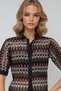 Women's Khaki Judge Collar Woven Cuffed Openwork Short Sleeve Guipure Shirt Alc-X13550 - 2