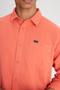 Relaxed Fit Wide Cut 100% Cotton Orange Shirt - 7