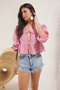 Striped Woven Flounce Beach Crop Shirt Tbess25Go00022
