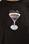 Siyah %100 Pamuk Oversize/Geniş Kalıp Coctail Baskılı  Örme T-Shirt TWOSS25TS00202 - 3
