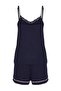 Lacivert Dantel ve Kurdele/Fiyonk Detaylı Şortlu Örme Pijama Takımı THMSS25PT00059 - 7