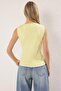 Sarı Kalın Askılı Havuz Yaka Belden Oturmalı Peplum Örme Bluz TWOSS25BZ00526 - 4