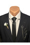 Groom's Tie Set (Tie-Handkerchief, Jacket Collar Chain, Jacket Collar Flower, Shirt Collar Chain Clip)