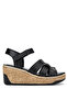 Women's Genuine Leather Black Leather Heeled Sandals