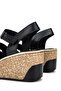 Women's Genuine Leather Black Leather Heeled Sandals - 5
