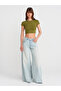 31810 Crew Neck Crop T-Shirt-Fat Green - 4