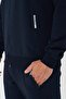 Men's Cotton Stand Collar Tracksuit Set Navy Blue 5749-L - 7