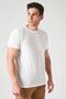 Men's White Crew Neck Honeycomb Basic T-Shirt - 3