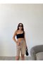 Visco Linen Shorts with Elastic Waist and Side Pockets - 2