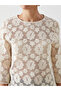Lcwaikiki classic beige bicycle collar lace women's blouse - 3