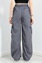 Women's Oversize Parachute Fabric Cargo Pocket, Leg Clip, Baggy Trousers - 5