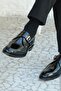 Genuine Leather Black Classic Leather Men's Shoes with Buckle Detail - K0044 - 7