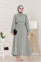 Henna Dress with Flounces and Belted Sleeves - Mint Green - 3