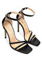 Women's Genuine Leather Black Leather Heeled Shoes - 3