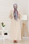 Henna Dress with Flounces and Belted Sleeves-Beige - 5