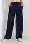 Women's Oversize Parachute Fabric Cargo Pocket, Leg Clip, Baggy Trousers - 2