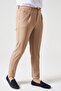 Men's Beige Waist Half Elastic Single Pleat Double Leg Diamond Fabric Trousers - 4
