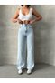 Women's Snow Washed High Waist Palazzo Jeans - 3