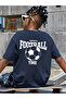 Boy's Navy Blue Football Time Printed Combed Cotton T-Shirt