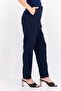 Women Regular Fit Plain Straight Leg Pants, Navy - 4