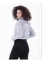 Short Jeans Women's Jacket Snow Wash Light Blue Denim with Tassel Detail and Zippered Handles Buttons - 4