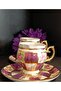 Porcelain Hand Painted Purple Lady 2-Piece Coffee Cup - 3