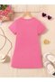 Girl's Pink Gold Hearts Printed T-Shirt-Dress - 2