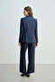 Single Button Modal Jacket - Navy Blue - 6
